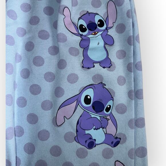 Disney Lilo & Stitch Girls Joggers Sweatpants Size 7/8 Blue Polka Dot Sleepwear - Picture 5 of 8